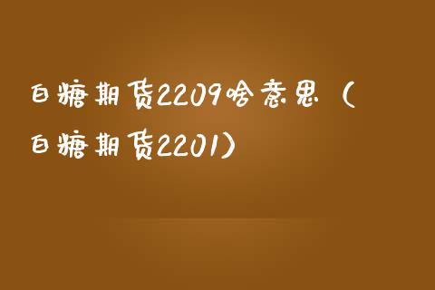 白糖期货2209啥意思（白糖期货2201）