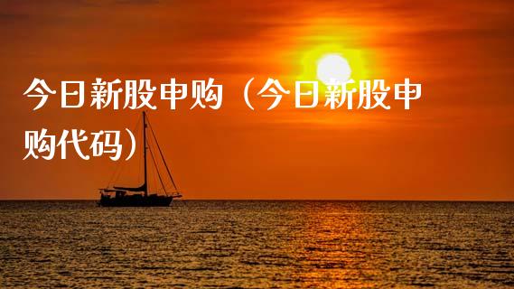 今日新股申购（今日新股申购代码）_https://www.boyangwujin.com_期货直播间_第1张