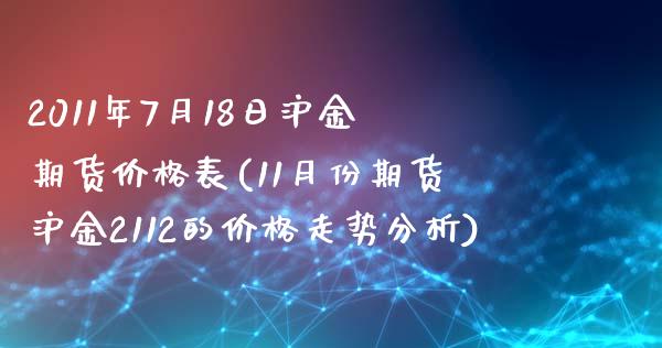 2011年7月18日沪金期货价格表(11月份期货沪金2112的价格走势分析)_https://www.boyangwujin.com_期货直播间_第1张