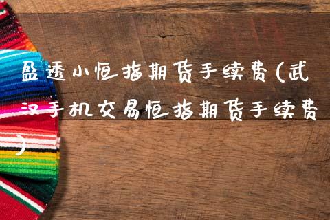 盈透小恒指期货手续费(武汉手机交易恒指期货手续费)_https://www.boyangwujin.com_原油期货_第1张