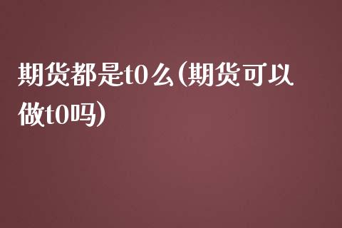 期货都是t0么(期货可以做t0吗)_https://www.boyangwujin.com_白银期货_第1张