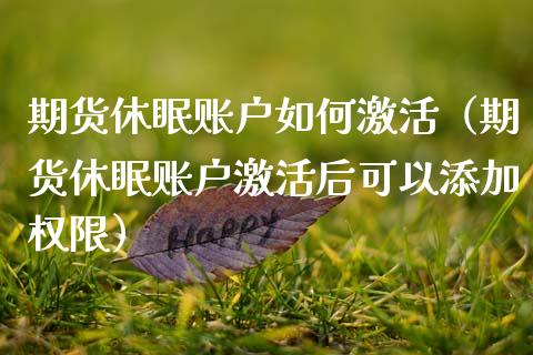 期货休眠账户如何激活（期货休眠账户激活后可以添加权限）_https://www.boyangwujin.com_黄金期货_第1张