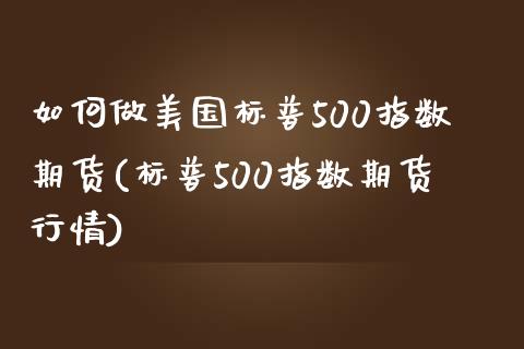 如何做美国标普500指数期货(标普500指数期货行情)