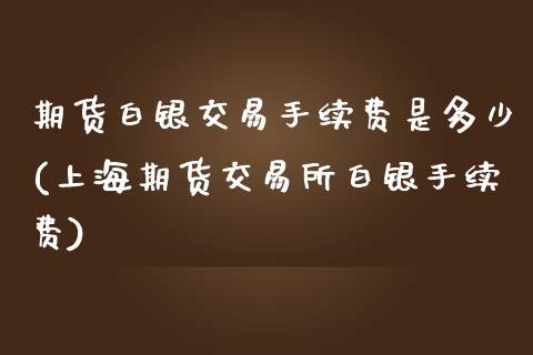 期货白银交易手续费是多少(上海期货交易所白银手续费)_https://www.boyangwujin.com_内盘期货_第1张