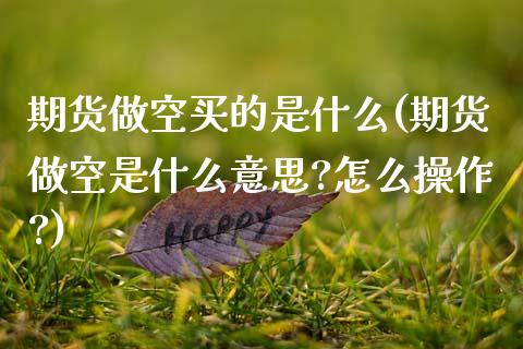 期货做空买的是什么(期货做空是什么意思?怎么操作?)_https://www.boyangwujin.com_白银期货_第1张