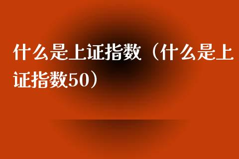 什么是上证指数（什么是上证指数50）