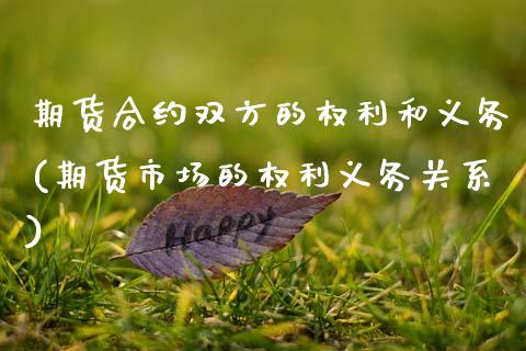 期货合约双方的权利和义务(期货市场的权利义务关系)_https://www.boyangwujin.com_恒生指数_第1张
