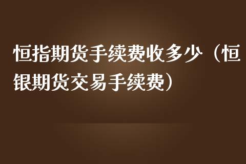 恒指期货手续费收多少（恒银期货交易手续费）