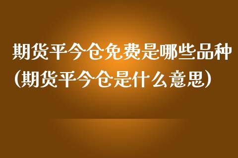 期货平今仓免费是哪些品种(期货平今仓是什么意思)_https://www.boyangwujin.com_期货直播间_第1张