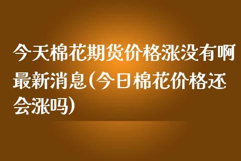 今天棉花期货价格涨没有啊最新消息(今日棉花价格还会涨吗)