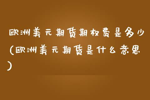 欧洲美元期货期权费是多少(欧洲美元期货是什么意思)_https://www.boyangwujin.com_期货直播间_第1张
