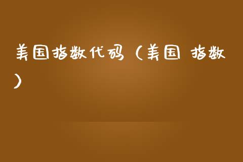 美国指数代码（美国 指数）_https://www.boyangwujin.com_期货直播间_第1张