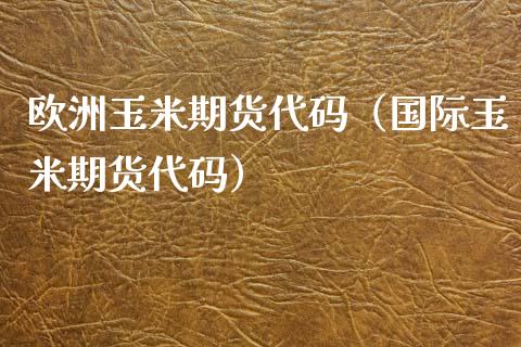欧洲玉米期货代码（国际玉米期货代码）_https://www.boyangwujin.com_原油期货_第1张