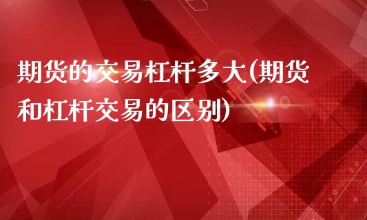 期货的交易杠杆多大(期货和杠杆交易的区别)_https://www.boyangwujin.com_期货直播间_第1张