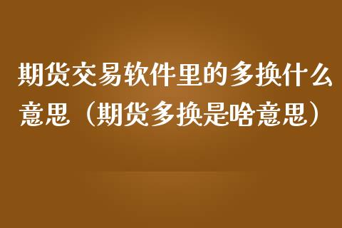 期货交易软件里的多换什么意思（期货多换是啥意思）_https://www.boyangwujin.com_原油期货_第1张