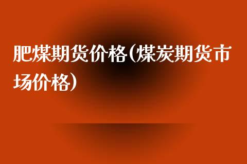 肥煤期货价格(煤炭期货市场价格)_https://www.boyangwujin.com_期货直播间_第1张
