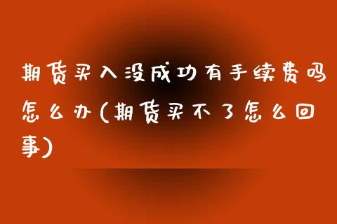 期货买入没成功有手续费吗怎么办(期货买不了怎么回事)_https://www.boyangwujin.com_期货直播间_第1张