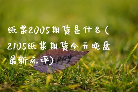纸浆2005期货是什么(2105纸浆期货今天晚盘最新点评)_https://www.boyangwujin.com_期货直播间_第1张