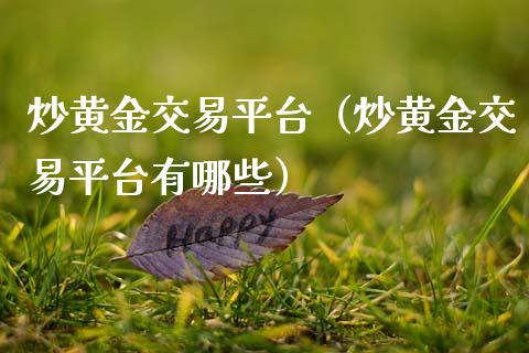 炒黄金交易平台（炒黄金交易平台有哪些）_https://www.boyangwujin.com_原油期货_第1张