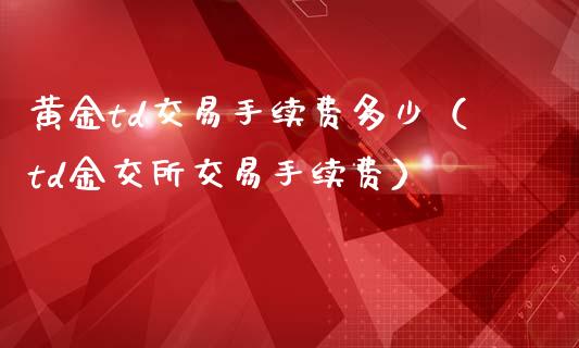 黄金td交易手续费多少（td金交所交易手续费）