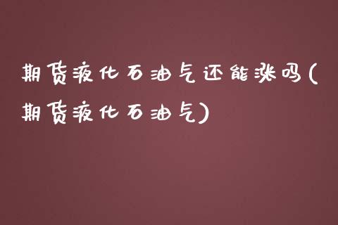 期货液化石油气还能涨吗(期货液化石油气)