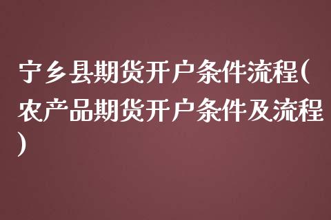 宁乡县期货开户条件流程(农产品期货开户条件及流程)_https://www.boyangwujin.com_纳指期货_第1张