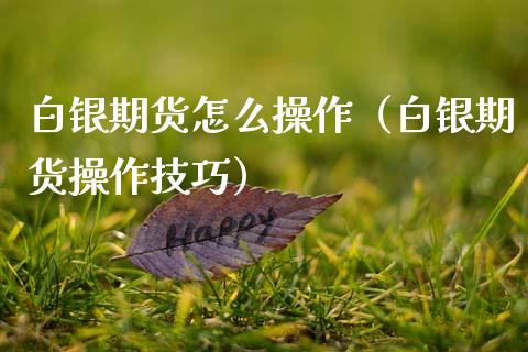 白银期货怎么操作（白银期货操作技巧）_https://www.boyangwujin.com_纳指期货_第1张