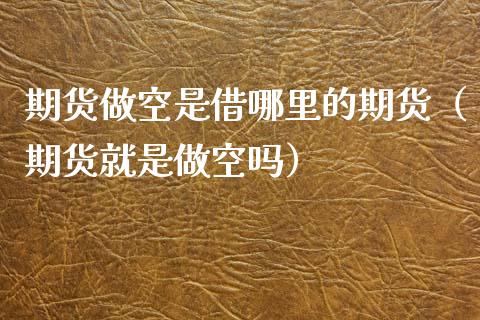 期货做空是借哪里的期货（期货就是做空吗）_https://www.boyangwujin.com_黄金期货_第1张