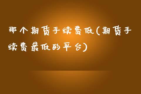 那个期货手续费低(期货手续费最低的平台)_https://www.boyangwujin.com_期货直播间_第1张