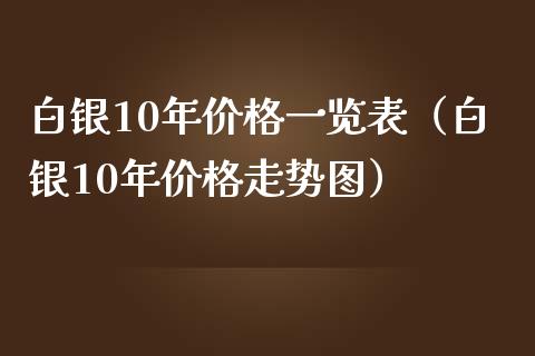 白银10年价格一览表（白银10年价格走势图）