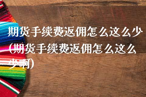期货手续费返佣怎么这么少(期货手续费返佣怎么这么少啊)_https://www.boyangwujin.com_期货直播间_第1张