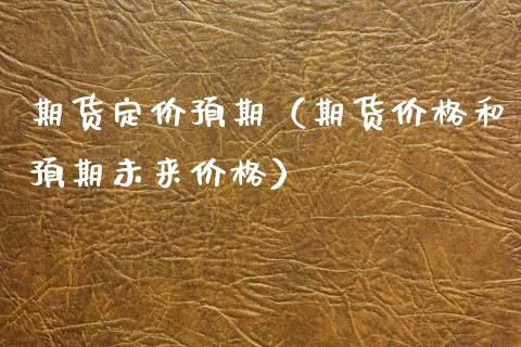 期货定价预期（期货价格和预期未来价格）