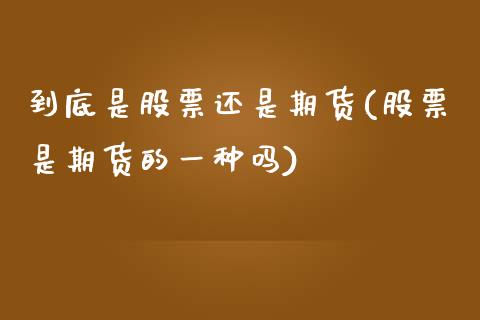 到底是股票还是期货(股票是期货的一种吗)_https://www.boyangwujin.com_道指期货_第1张