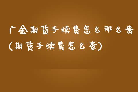广金期货手续费怎么那么贵(期货手续费怎么查)_https://www.boyangwujin.com_期货直播间_第1张