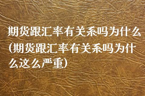 期货跟汇率有关系吗为什么(期货跟汇率有关系吗为什么这么严重)_https://www.boyangwujin.com_期货直播间_第1张