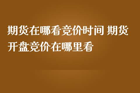 期货在哪看竞价时间 期货开盘竞价在哪里看_https://www.boyangwujin.com_期货直播间_第1张