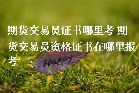 期货交易员证书哪里考 期货交易员资格证书在哪里报考