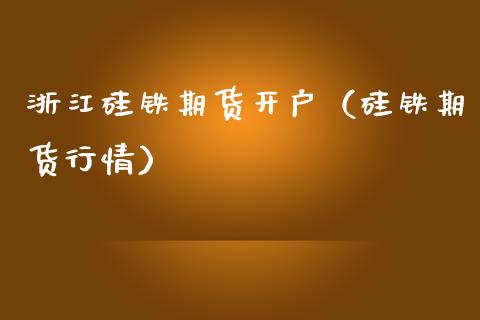 浙江硅铁期货开户（硅铁期货行情）