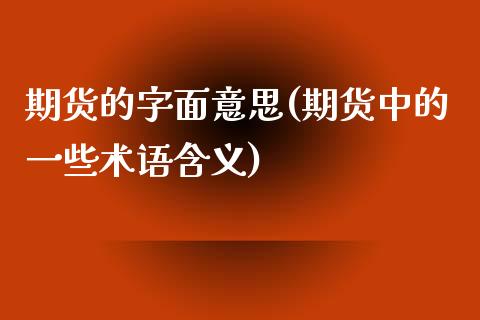 期货的字面意思(期货中的一些术语含义)_https://www.boyangwujin.com_道指期货_第1张