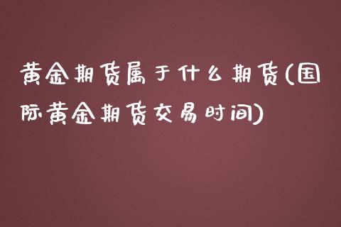 黄金期货属于什么期货(国际黄金期货交易时间)_https://www.boyangwujin.com_期货科普_第1张