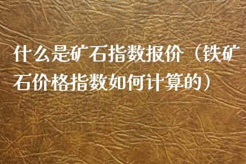 什么是矿石指数报价（铁矿石价格指数如何计算的）_https://www.boyangwujin.com_原油期货_第1张