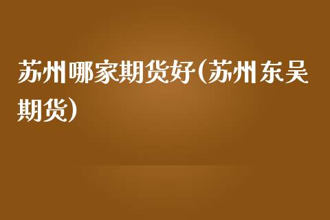 苏州哪家期货好(苏州东吴期货)