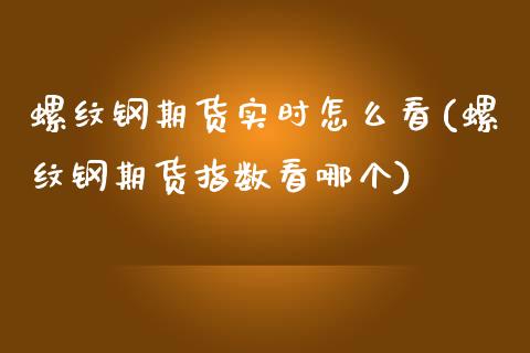 螺纹钢期货实时怎么看(螺纹钢期货指数看哪个)