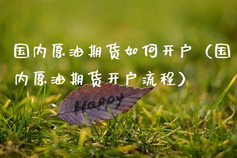 国内原油期货如何开户（国内原油期货开户流程）