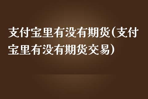 支付宝里有没有期货(支付宝里有没有期货交易)_https://www.boyangwujin.com_期货直播间_第1张