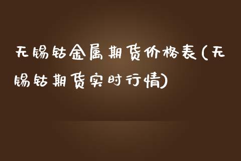 无锡钴金属期货价格表(无锡钴期货实时行情)_https://www.boyangwujin.com_恒生指数_第1张