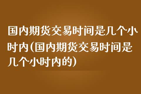 国内期货交易时间是几个小时内(国内期货交易时间是几个小时内的)_https://www.boyangwujin.com_期货直播间_第1张
