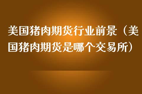 美国猪肉期货行业前景（美国猪肉期货是哪个交易所）