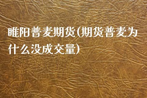 睢阳普麦期货(期货普麦为什么没成交量)