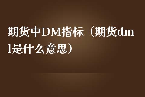 期货中DM指标（期货dml是什么意思）